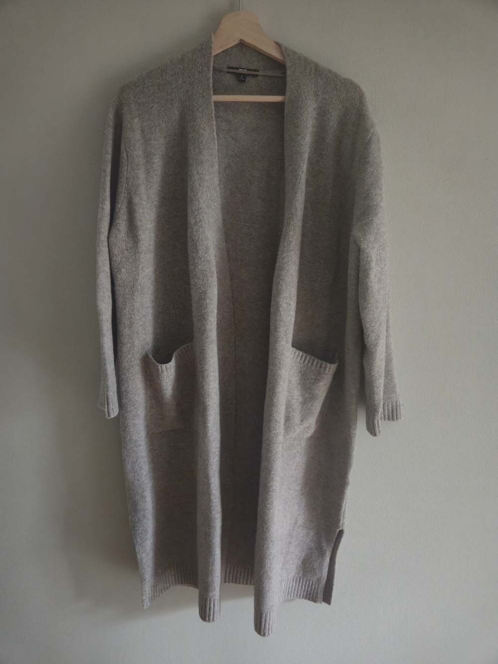 Uniqlo Marled Knit Longline Cardigan Beige Womens Wool Blend MISSING BELT